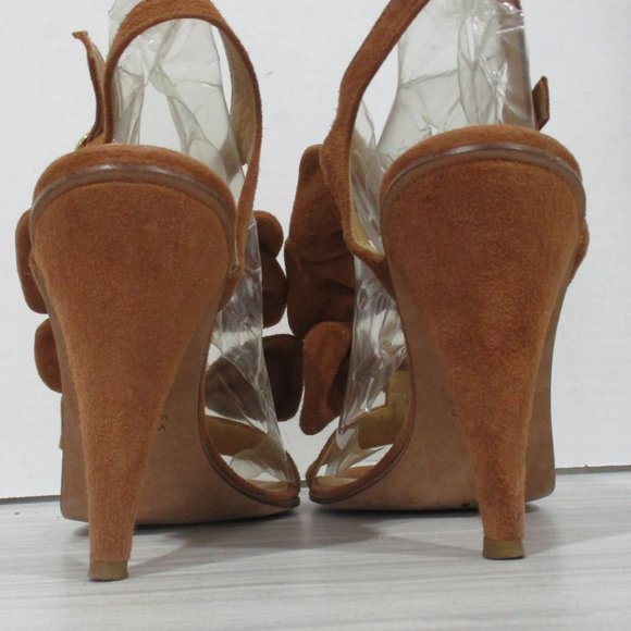 TIBI NEW YORK EXQUISITELY SOFT BROWN SUEDE BOW SANDALS. 4" HEEL. MADE IN ITALY! - Picture 6 of 10
